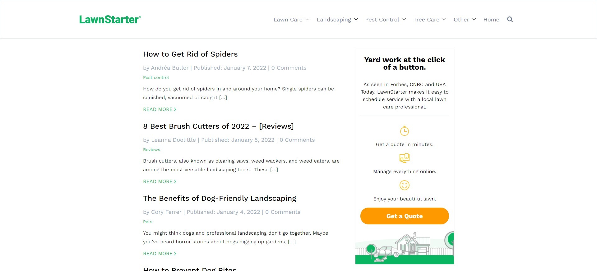 LawnStarter blog page